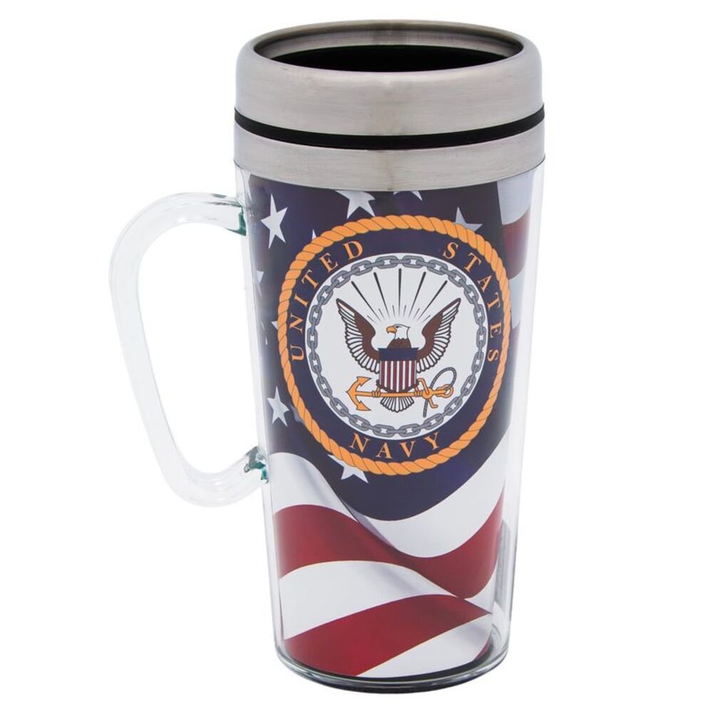 Spoontiques U.S. Navy Stainless Steel 14oz Travel Mug Coffee Tumbler